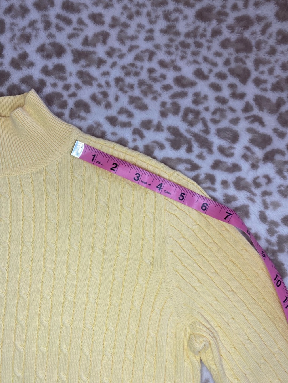 Classic Elements Butter Yellow Cable Knit Mock Neck Sweater, Soft, Cozy, Size S - Picture 7 of 12